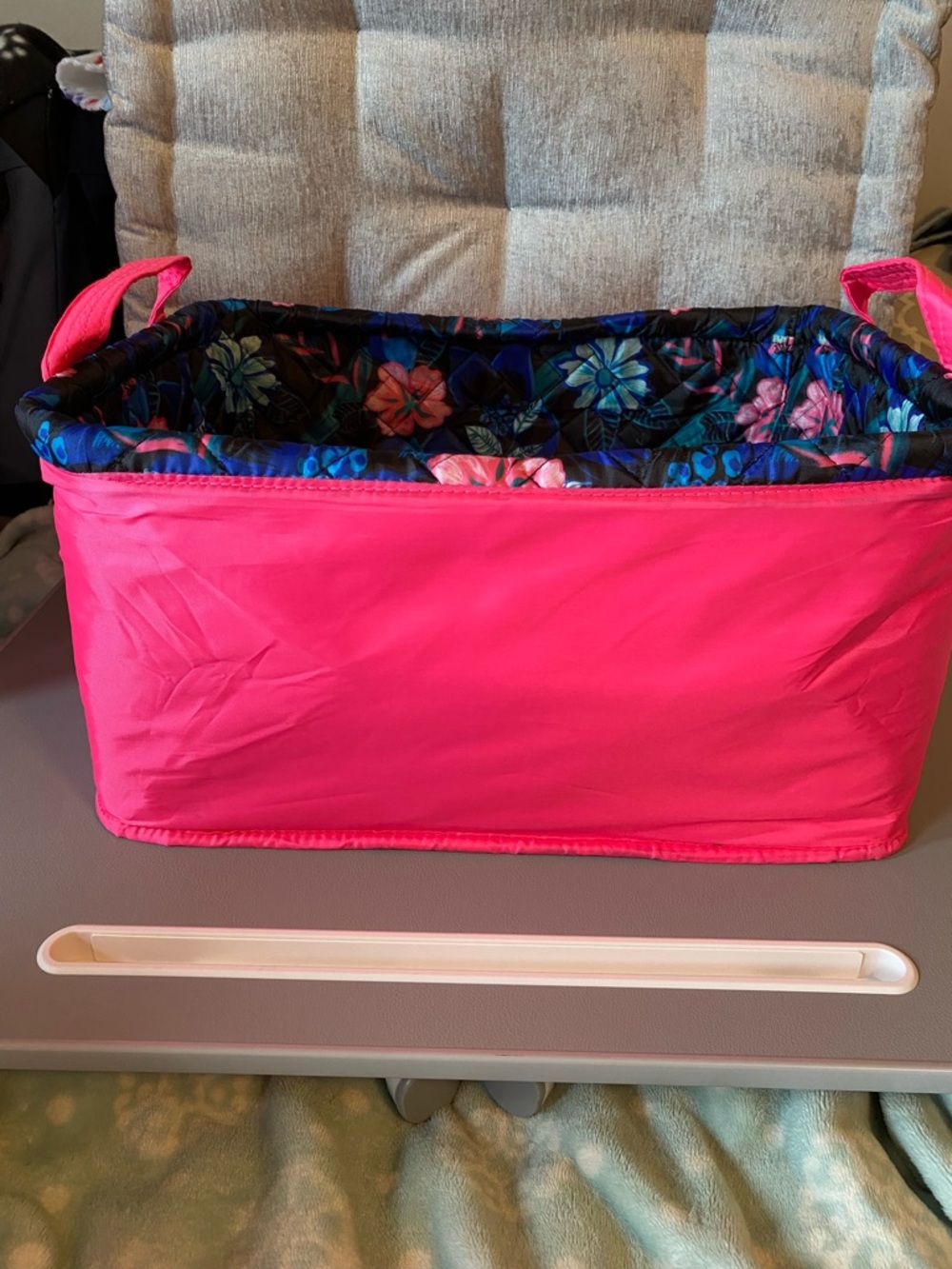 Lug Bright Pink Floral Organizer set of 3-reversible - Picture 4 of 5